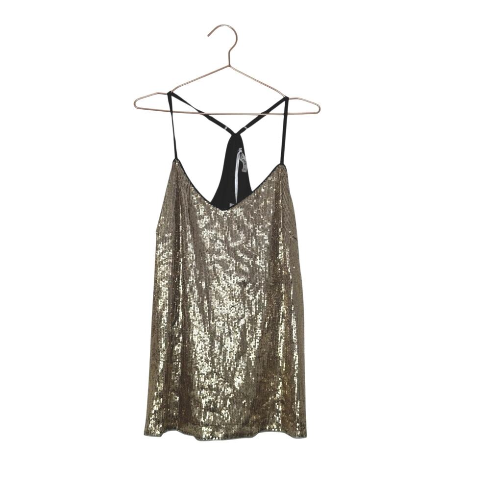Grace Karin Gold Sequin adjustable strap tank new with tag